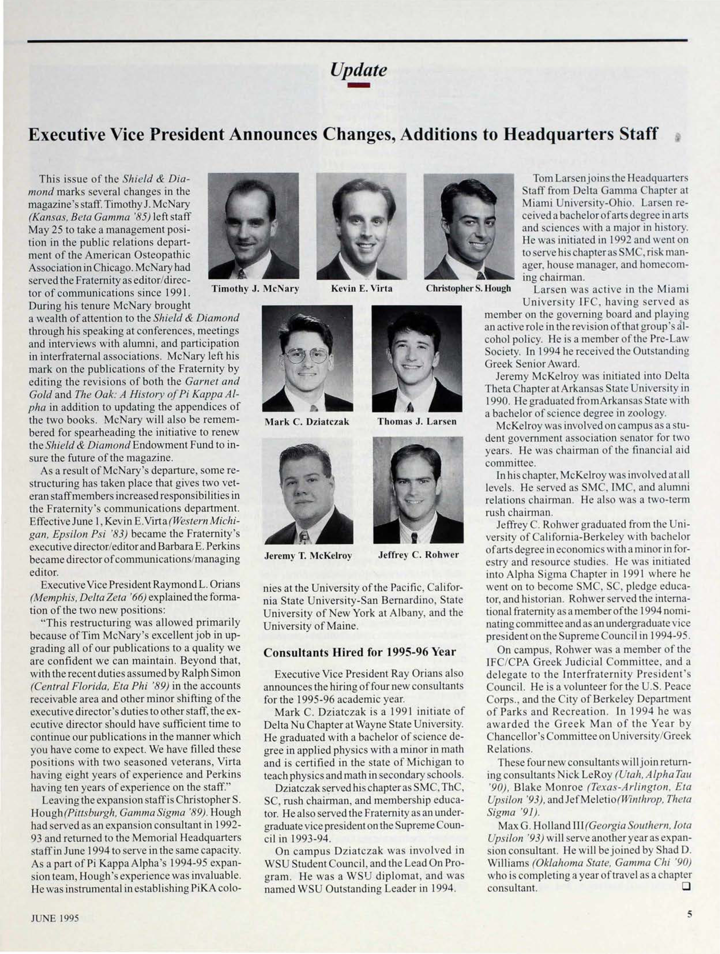 Update: Executive Vice President Announces Changes Additions to Headquarters